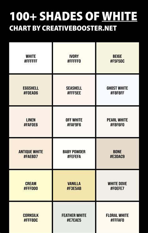 shades of white color chart.